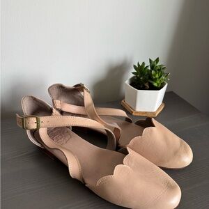 Bali Elf Mangrove Cross-Strap Leather Ballet Flats Vintage Beige Women’s 11